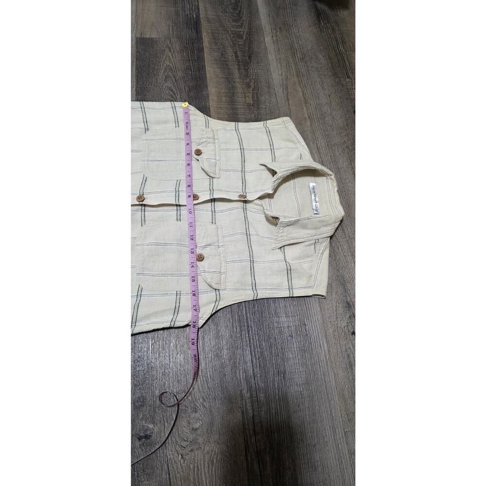 Paris Sport Club Women's Button Down Tank Linen And Cotton Blend Plaid - Picture 6 of 8